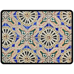 Ceramic Portugal Tiles Wall Double Sided Fleece Blanket (large) 