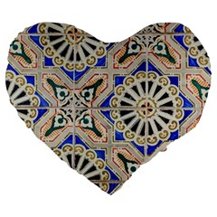 Ceramic Portugal Tiles Wall Large 19  Premium Flano Heart Shape Cushions