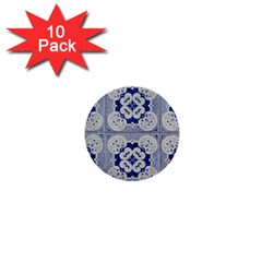 Ceramic Portugal Tiles Wall 1  Mini Buttons (10 Pack) 