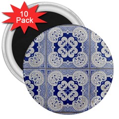 Ceramic Portugal Tiles Wall 3  Magnets (10 Pack) 