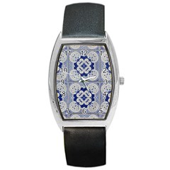 Ceramic Portugal Tiles Wall Barrel Style Metal Watch