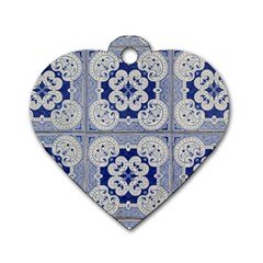 Ceramic Portugal Tiles Wall Dog Tag Heart (two Sides)