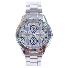 Ceramic Portugal Tiles Wall Stainless Steel Analogue Watch