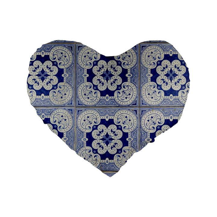 Ceramic Portugal Tiles Wall Standard 16  Premium Heart Shape Cushions