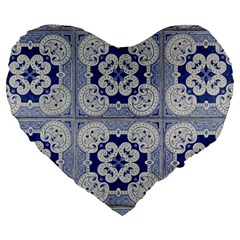 Ceramic Portugal Tiles Wall Large 19  Premium Heart Shape Cushions