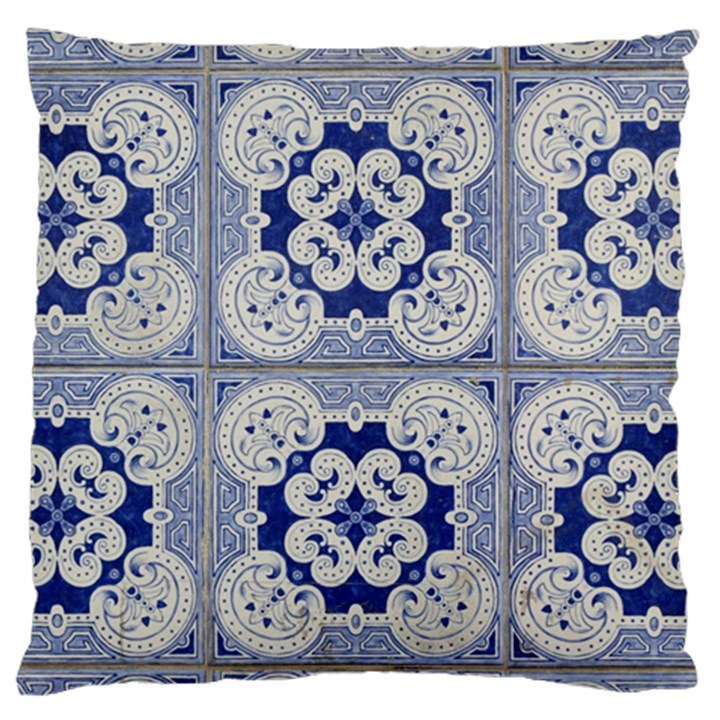 Ceramic Portugal Tiles Wall Large Flano Cushion Case (One Side)