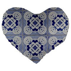 Ceramic Portugal Tiles Wall Large 19  Premium Flano Heart Shape Cushions