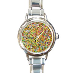 Canvas Acrylic Design Color Round Italian Charm Watch