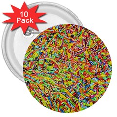 Canvas Acrylic Design Color 3  Buttons (10 Pack) 