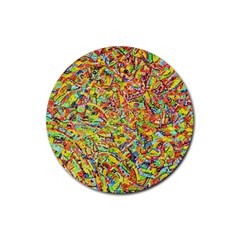 Canvas Acrylic Design Color Rubber Round Coaster (4 Pack) 