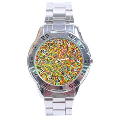 Canvas Acrylic Design Color Stainless Steel Analogue Watch