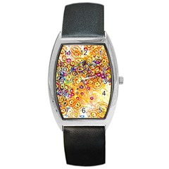 Canvas Acrylic Design Color Barrel Style Metal Watch