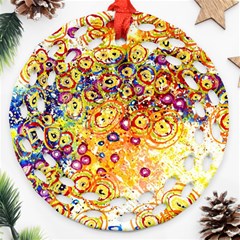 Canvas Acrylic Design Color Round Filigree Ornament (two Sides)