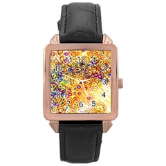 Canvas Acrylic Design Color Rose Gold Leather Watch  by Amaryn4rt