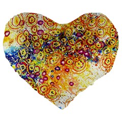 Canvas Acrylic Design Color Large 19  Premium Flano Heart Shape Cushions