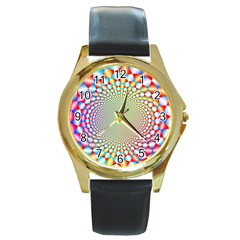 Color Abstract Background Textures Round Gold Metal Watch