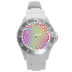 Color Abstract Background Textures Round Plastic Sport Watch (l) by Amaryn4rt