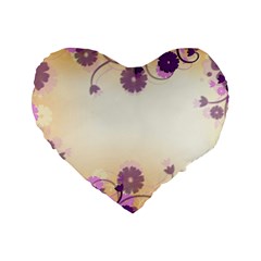 Floral Background Standard 16  Premium Flano Heart Shape Cushions by Amaryn4rt