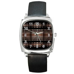 Fractal Art Design Geometry Square Metal Watch by Amaryn4rt