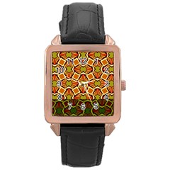 Geometry Shape Retro Trendy Symbol Rose Gold Leather Watch  by Amaryn4rt