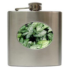 Green Leaves Nature Pattern Plant Hip Flask (6 Oz) by Amaryn4rt