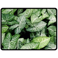 Green Leaves Nature Pattern Plant Double Sided Fleece Blanket (large)  by Amaryn4rt