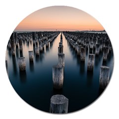 Logs Nature Pattern Pillars Shadow Magnet 5  (round) by Amaryn4rt