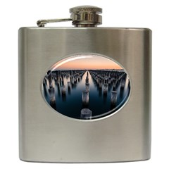 Logs Nature Pattern Pillars Shadow Hip Flask (6 Oz) by Amaryn4rt