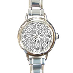 Mandala Line Art Black And White Round Italian Charm Watch by Amaryn4rt