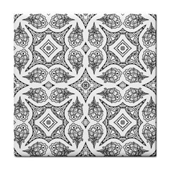 Mandala Line Art Black And White Tile Coasters by Amaryn4rt