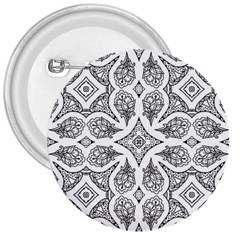 Mandala Line Art Black And White 3  Buttons by Amaryn4rt