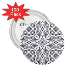 Mandala Line Art Black And White 2 25  Buttons (100 Pack)  by Amaryn4rt