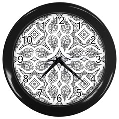 Mandala Line Art Black And White Wall Clocks (black) by Amaryn4rt