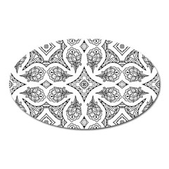 Mandala Line Art Black And White Oval Magnet by Amaryn4rt