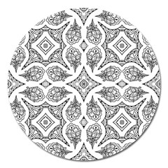 Mandala Line Art Black And White Magnet 5  (round) by Amaryn4rt