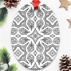 Mandala Line Art Black And White Oval Ornament (two Sides) by Amaryn4rt