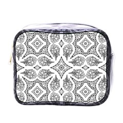 Mandala Line Art Black And White Mini Toiletries Bags by Amaryn4rt