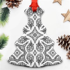 Mandala Line Art Black And White Ornament (christmas Tree) 