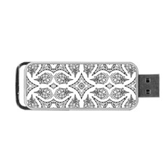 Mandala Line Art Black And White Portable Usb Flash (two Sides)