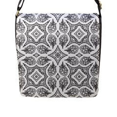 Mandala Line Art Black And White Flap Messenger Bag (l)  by Amaryn4rt