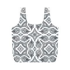 Mandala Line Art Black And White Full Print Recycle Bags (m) 