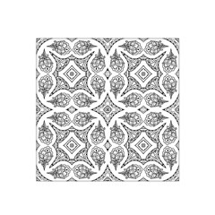 Mandala Line Art Black And White Satin Bandana Scarf by Amaryn4rt