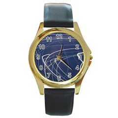 Light Movement Pattern Abstract Round Gold Metal Watch by Amaryn4rt