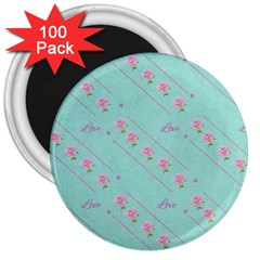 Love Flower Blue Background Texture 3  Magnets (100 Pack) by Amaryn4rt