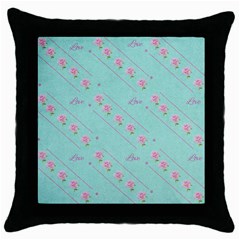 Love Flower Blue Background Texture Throw Pillow Case (black) by Amaryn4rt