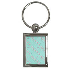 Love Flower Blue Background Texture Key Chains (rectangle)  by Amaryn4rt