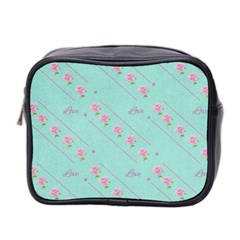 Love Flower Blue Background Texture Mini Toiletries Bag 2-side by Amaryn4rt