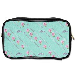 Love Flower Blue Background Texture Toiletries Bags by Amaryn4rt