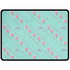 Love Flower Blue Background Texture Fleece Blanket (large)  by Amaryn4rt