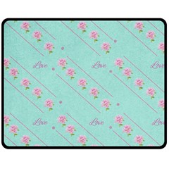 Love Flower Blue Background Texture Fleece Blanket (medium)  by Amaryn4rt